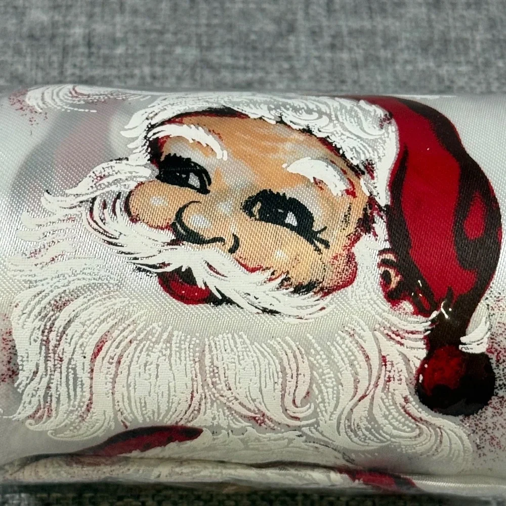 Santa Claus Wired Ribbon Silver Metallic Edge 4in x 12ft New Kitsch Christmas